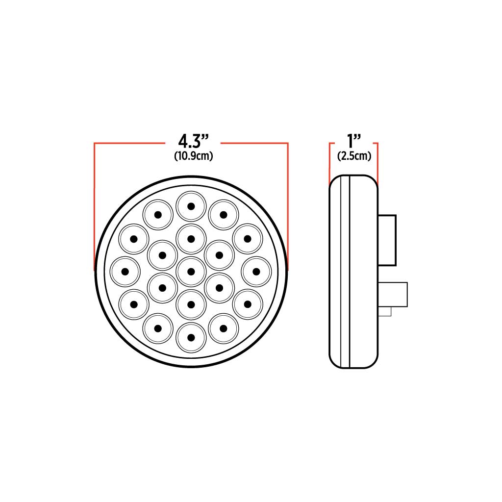 4″ Red Stop, Turn & Tail Round LED Light – 19 Diodes