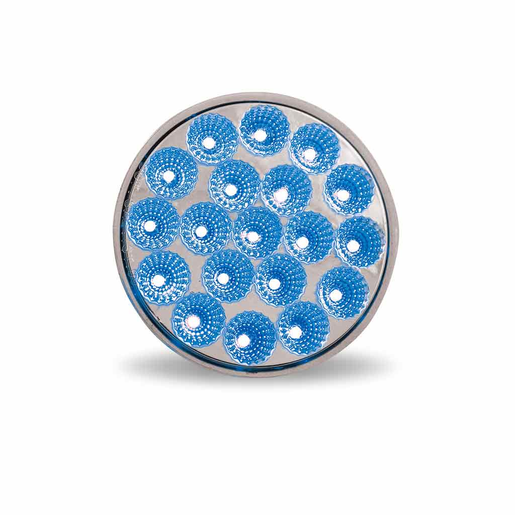 4″ Red Stop, Turn & Tail to Blue Auxiliary Round LED Light – 19 Diodes