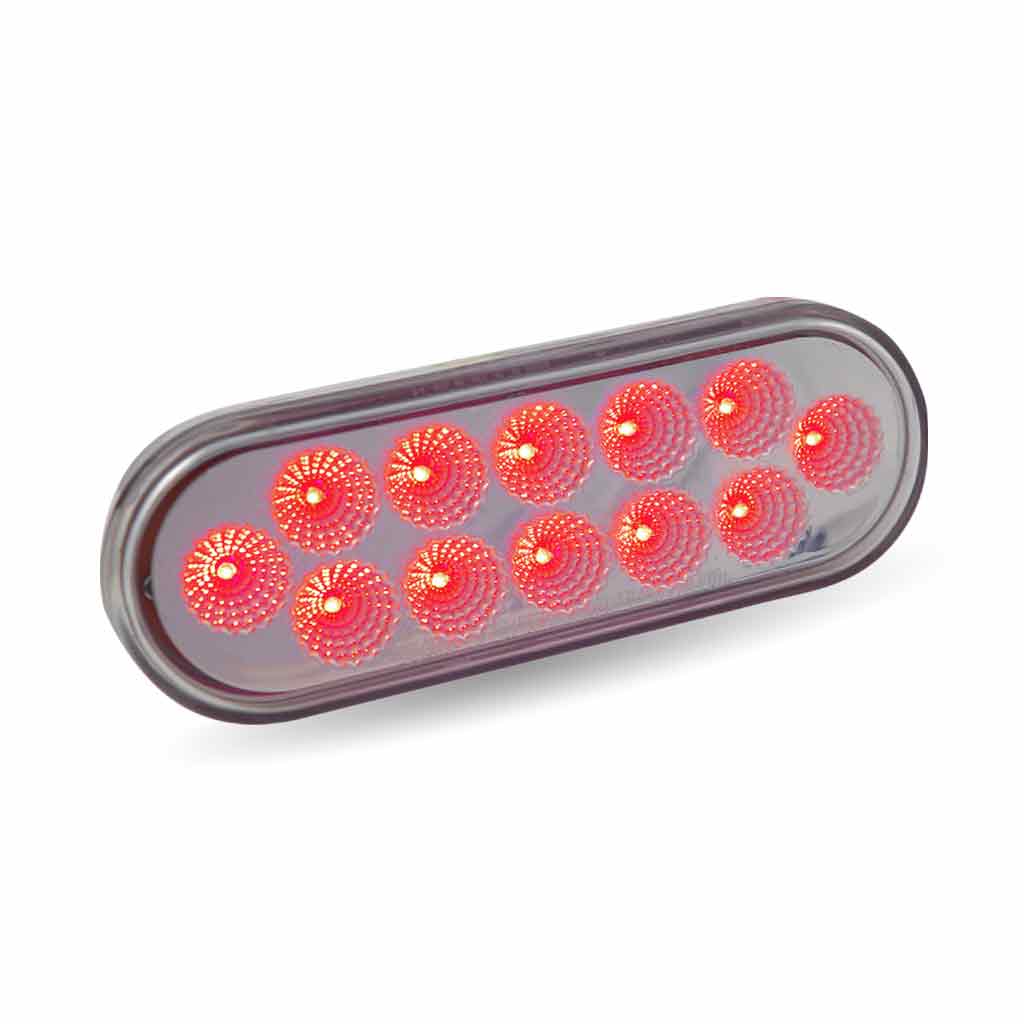 6″ Red Stop, Turn & Tail to White Back Up LED Oval Light – 12 Diodes