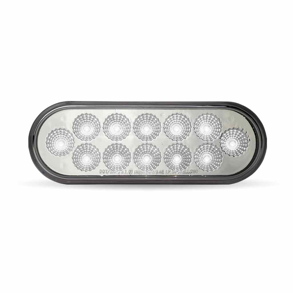 6″ Red Stop, Turn & Tail to White Back Up LED Oval Light – 12 Diodes