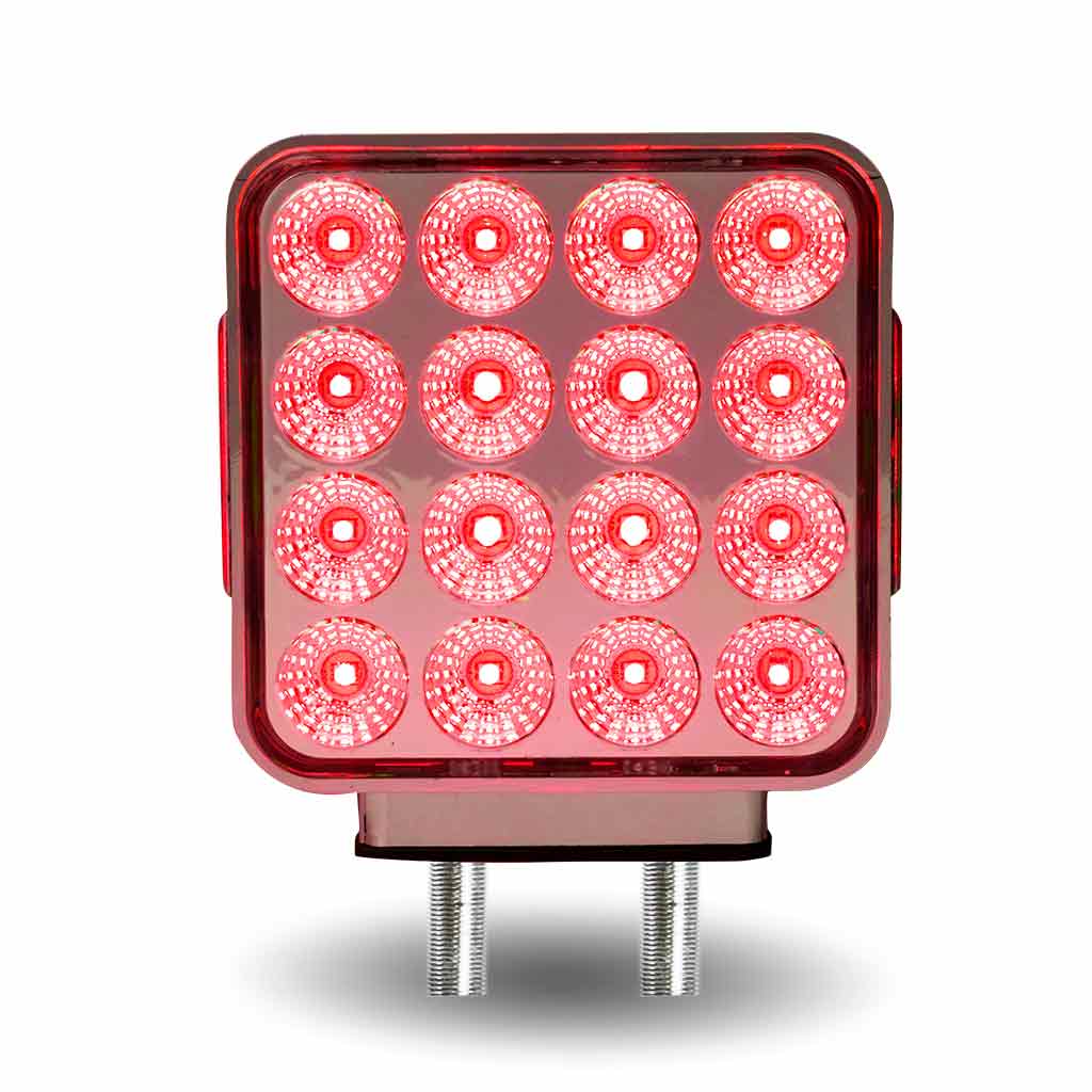 Amber/Red Turn & Marker Square Reflector Double Face LED Light – Double Post | 38 Diodes | Clear Lens