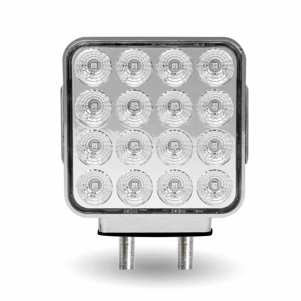 Amber/Red Turn & Marker Square Reflector Double Face LED Light – Double Post | 38 Diodes | Clear Lens
