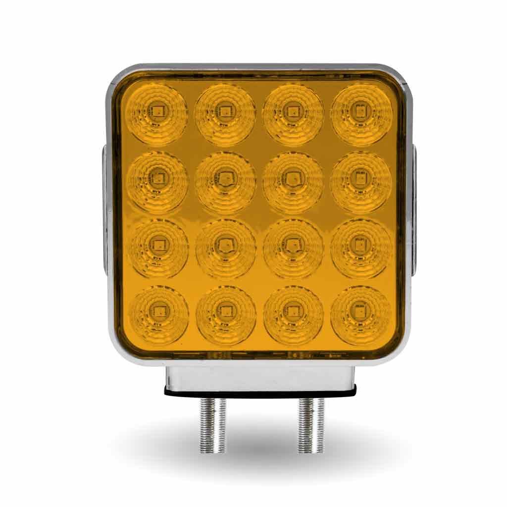 Amber/Red Turn & Marker Square Reflector Double Face LED Light – Double Post | 38 Diodes | Amber/Red Lens
