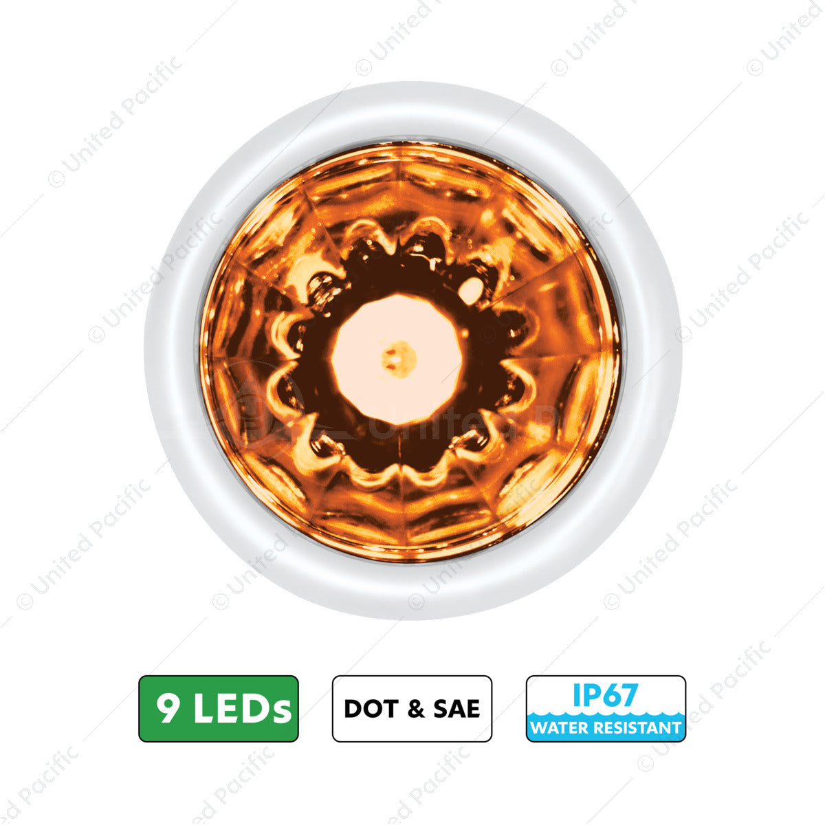 UltraBurst 9 LED Dual Function 1-1/2" Watermelon Clearance/Marker Light-Amber LED/Clear Lens