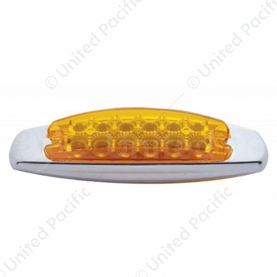 12 LED Reflector Rectangular Light With Bezel (Clearance/Marker) - Amber LED/Amber Lens
