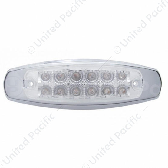 12 LED Reflector Rectangular Light With Bezel (Clearance/Marker) - Amber LED/Clear Lens