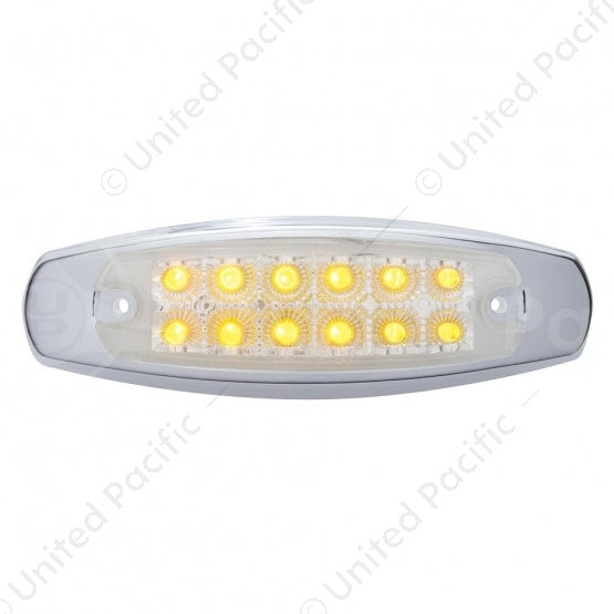 12 LED Reflector Rectangular Light With Bezel (Clearance/Marker) - Amber LED/Clear Lens