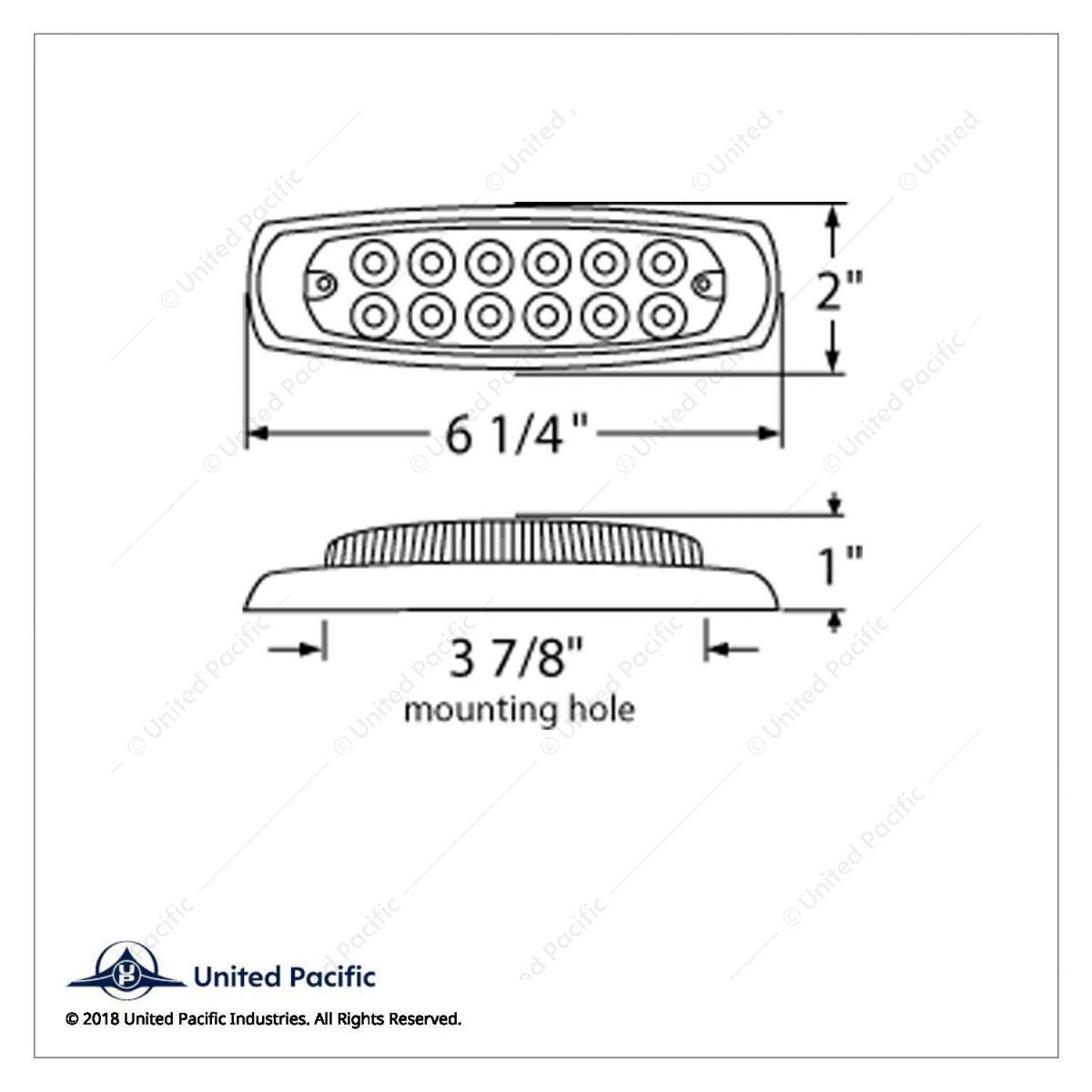 12 LED Reflector Rectangular Light With Bezel (Clearance/Marker) - Amber LED/Clear Lens