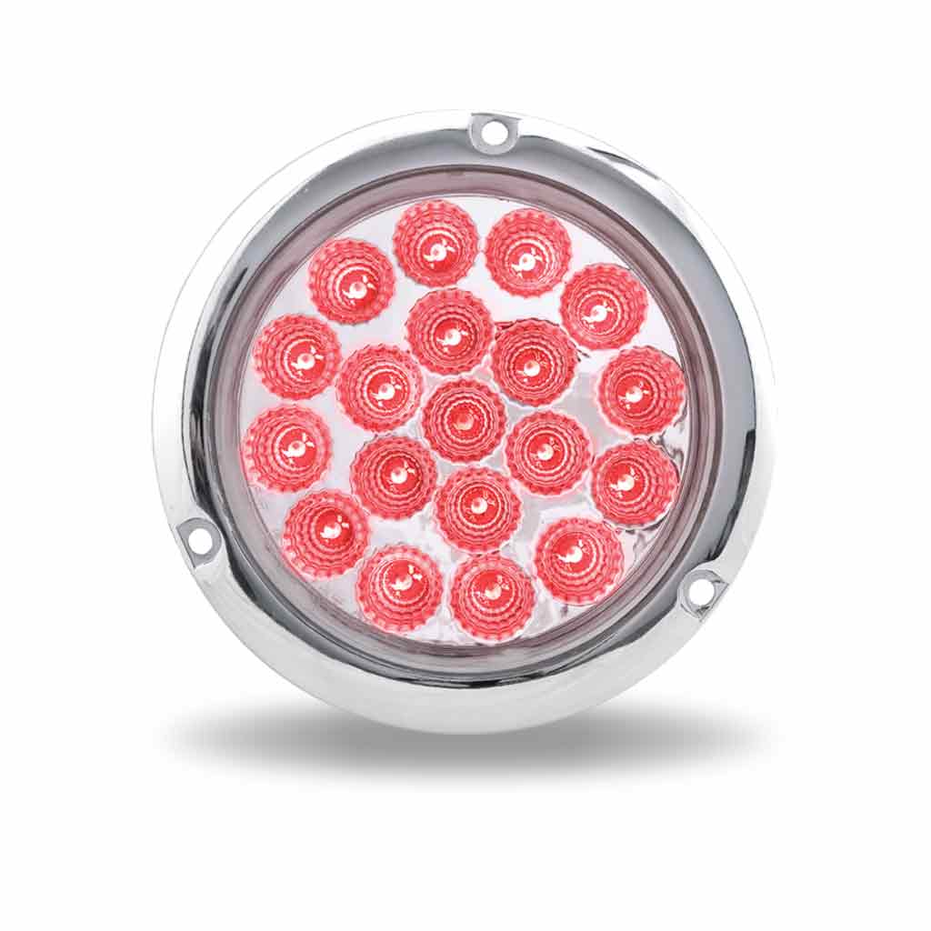 4" Clear Red Stop, Turn & Tail Round Flange Mount LED Light – 19 Diodes