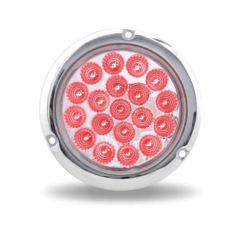 4" Clear Red Stop, Turn & Tail Round Flange Mount LED Light – 19 Diodes