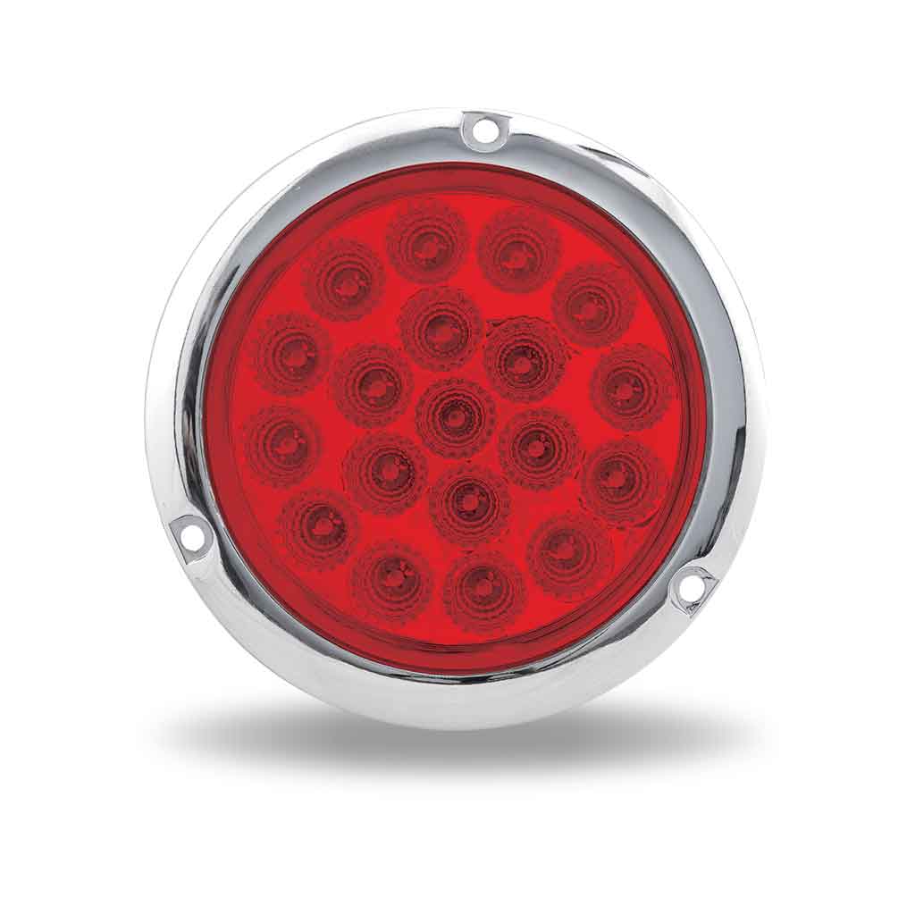 4" Red Stop, Turn & Tail Round Flange Mount LED Light – 19 Diodes